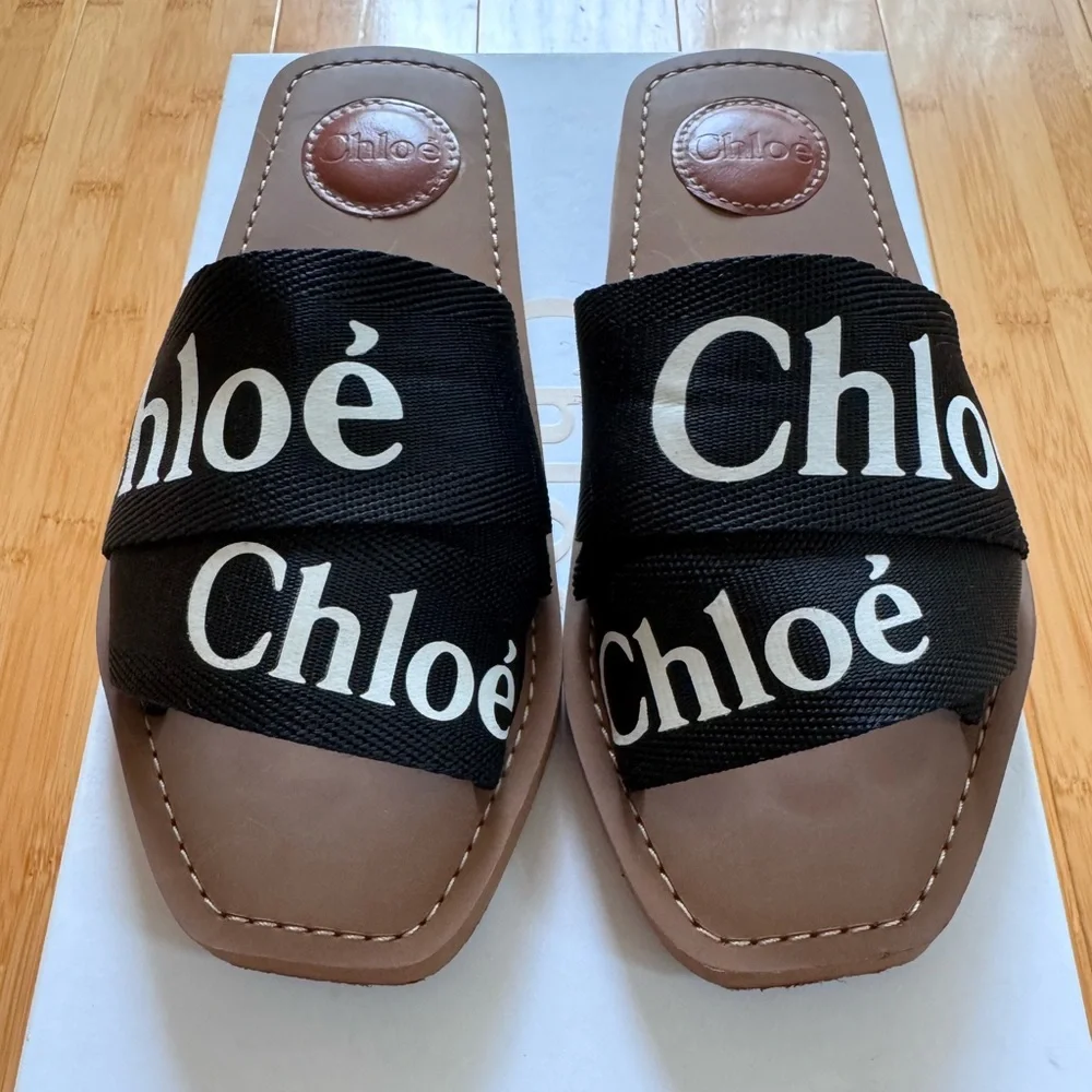 Chloe Woody Flat Mule in Black
